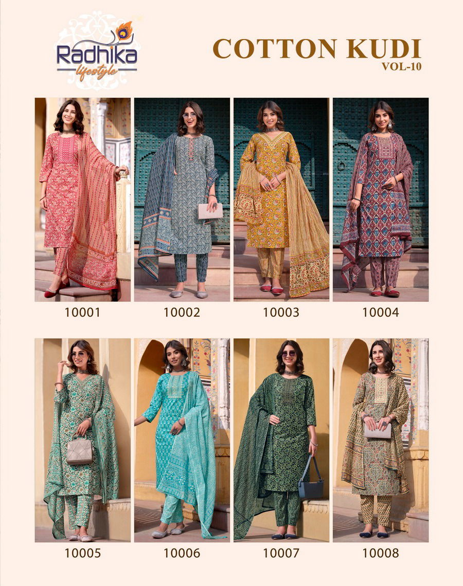 Cotton Kudi Vol 10 By Radhika Cotton Kurti With Bottom Dupatta Wholesale Shop In Surat
